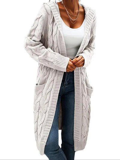 Laayla™ Cozy Hooded Knit Cardigan Long Sleeve Button Pocket Sweater