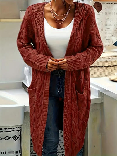 Laayla™ Cozy Hooded Knit Cardigan Long Sleeve Button Pocket Sweater