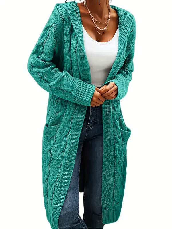 Laayla™ Cozy Hooded Knit Cardigan Long Sleeve Button Pocket Sweater