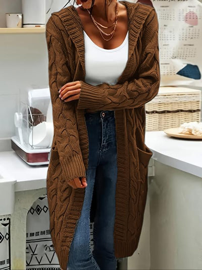Laayla™ Cozy Hooded Knit Cardigan Long Sleeve Button Pocket Sweater